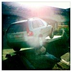 I suggested we use a board to guid my car over the rock. I suggested we use a board to guid my car over the rock.