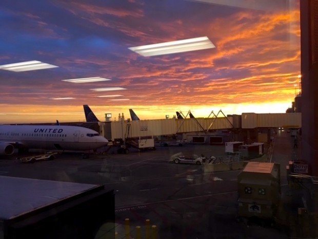 Sunrise and reflections at the Denver Airport