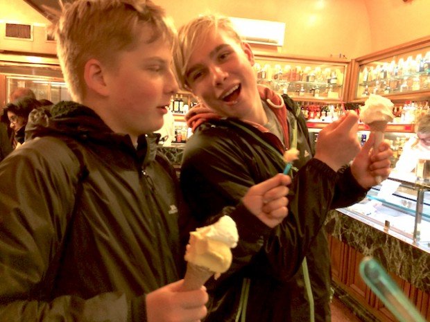 The Boys inside Giolitti on our second visit to Rome, February, 2015