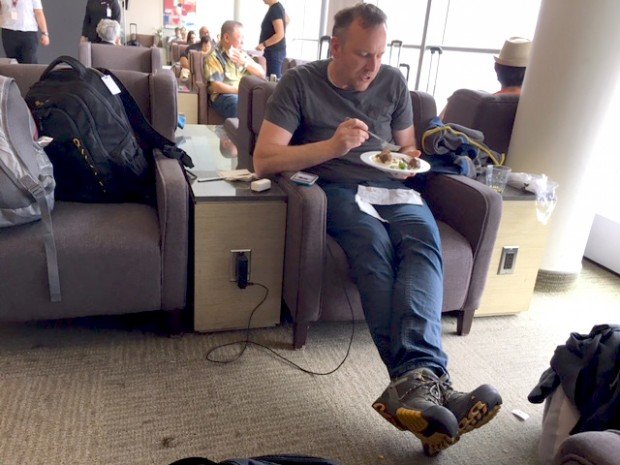 Dave in Toronto Airport's Plaza Premium Lounge -- the only picture I took, April 2017