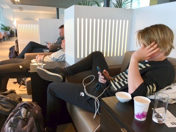 Dave & the boys at the Zurich Airport Aspire Lounge, April 2017.